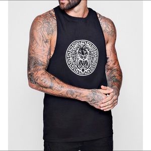 Boohoo Lion Print Racer Back Vest black and white